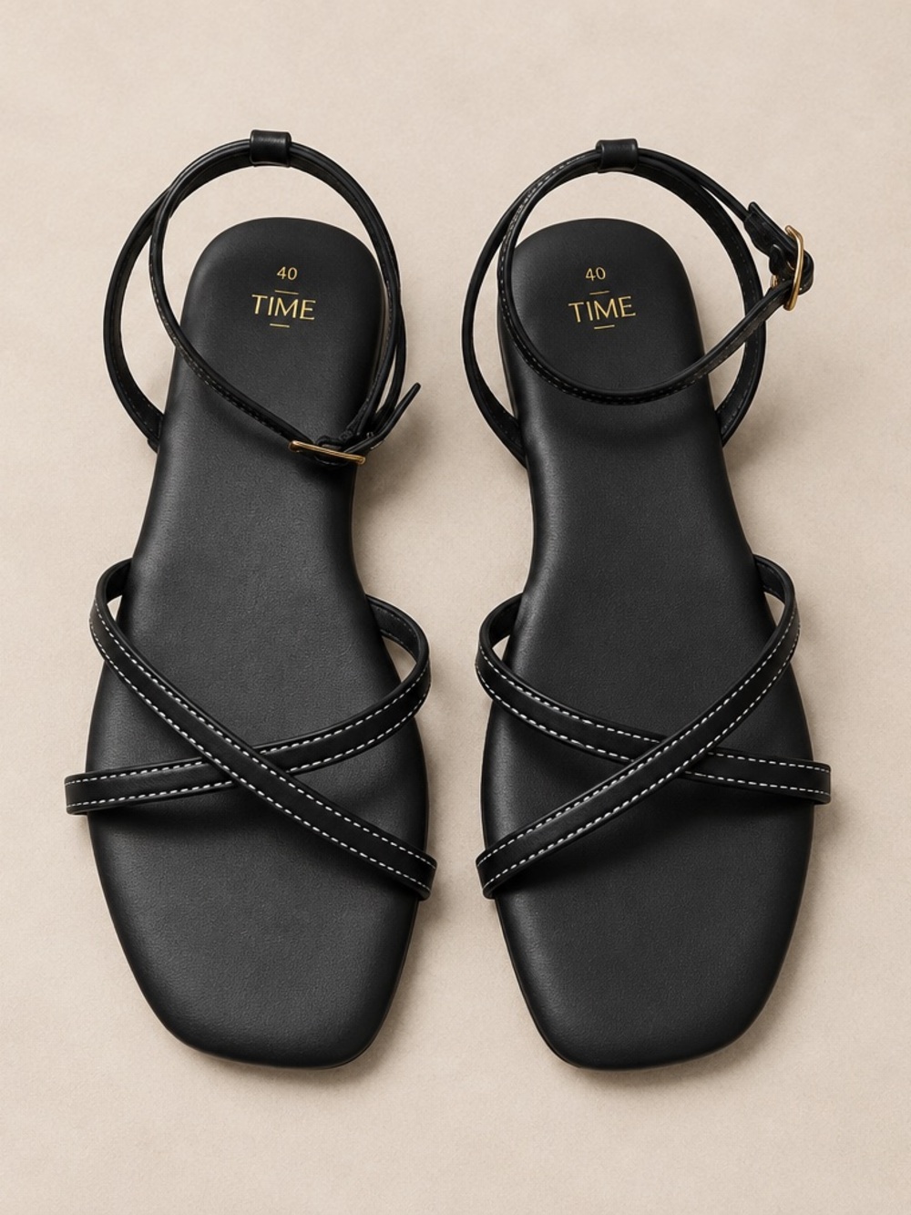 Black Crisscross Ankle-Strap Sandals